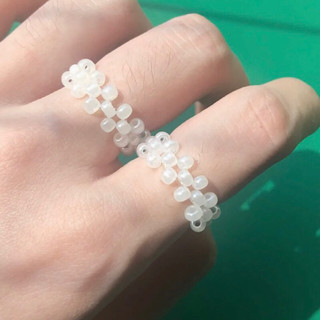 Nhẫn hạt trắng trendy phong cách Hàn Quốc dễ thương, thanh lịch