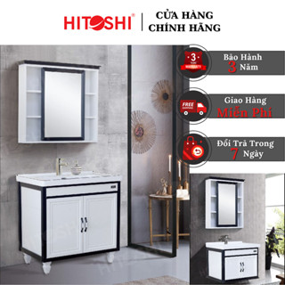 Bộ tủ chậu lavabo phòng tắm, tủ chậu rửa mặt phòng tắm HITOSHI đen trắng cao cấp