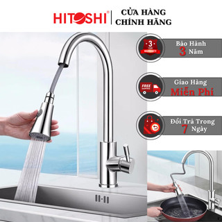 Bộ vòi rửa bát nóng lạnh, vòi chậu rửa chén bát nóng lạnh đủ bộ HITOSHI đồng mạ crom cao cấp
