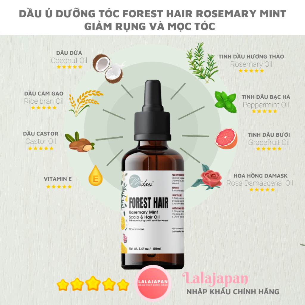 Dầu Ủ Tóc Hương Thảo FOREST HAIR ROSEMARY MINT HAIR OIL  Giảm Rụng Kích Mọc Tóc