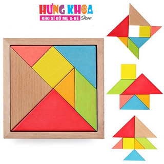 Bộ ghép trò chơi trí uẩn Tangram giúp bé phân biệt màu sắc, phân biệt to nhỏ và phát triển trí tuệ