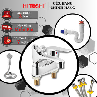 Bộ vòi liền sen nóng lạnh, sen liền vòi nóng lạnh đủ bộ HITOSHI đồng mạ crom cao cấp
