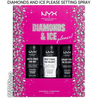 Set Mini Xịt Khoá Nền Giữ Lớp Trang Điểm Nyx Diamonds And Ice Please Setting Spray (18ml x 3 chai)