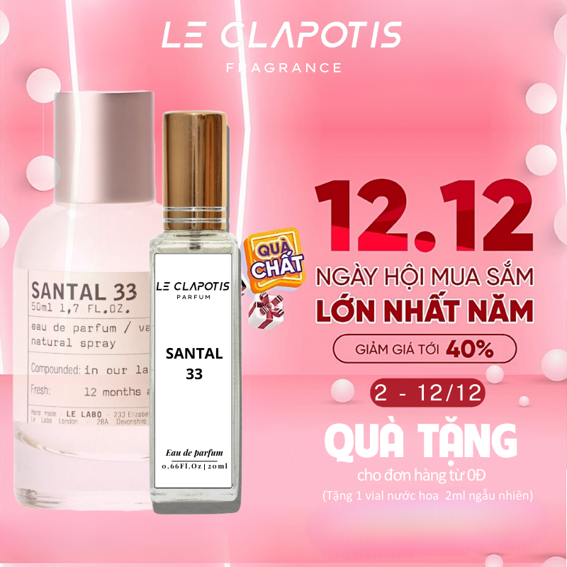 Nước Hoa Santal 33 chính hãng Le Clapotis 20ml thơm lâu hương gỗ trầm ấm sang trọng