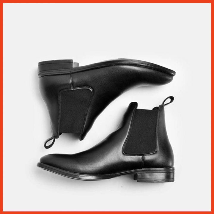 Giày Chelsea Boots Nam Cổ Thấp, Giày Boot Nam Đẹp Màu Đen Da Cao Cấp