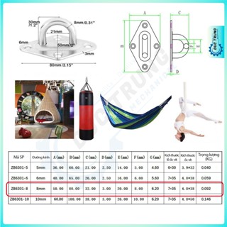 Móc Treo Xích Đu, Treo Ghế Đu, Treo Võng, Treo Quạt Trần, Treo Bao Cát _ FULL ỐC VÍT_ Inox 304 Size M8 - 819