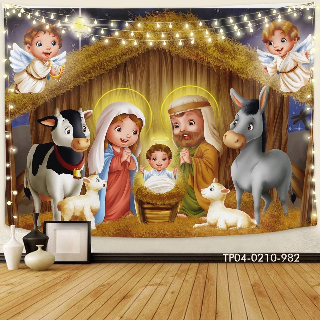 Tranh vải Tín Phát  giáng sinh ,  noel merry christmas , backdrop chụp ảnh, sự kiện noel, live tream