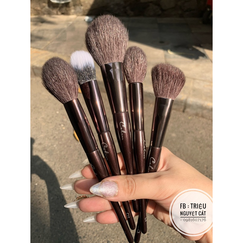Bộ cọ Celin make up cá nhân lông thú chính hãng 15 cây -  Lông cọ đẹp, mềm mịn kèm bao da Celin