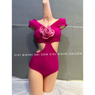 Sét bikini 1 mảnh hoa hồng cao cấp QC