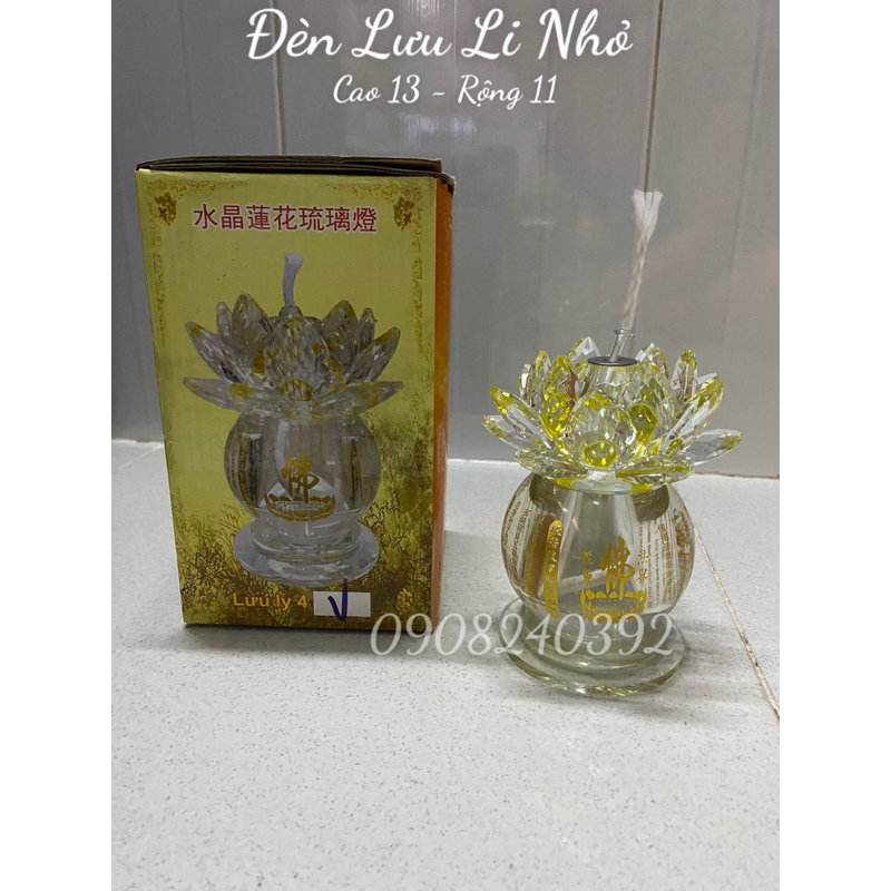 Đèn Dầu Lưu Ly Hoa Sen Pha Lê
