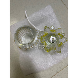 Đèn Dầu Lưu Ly Hoa Sen Pha Lê