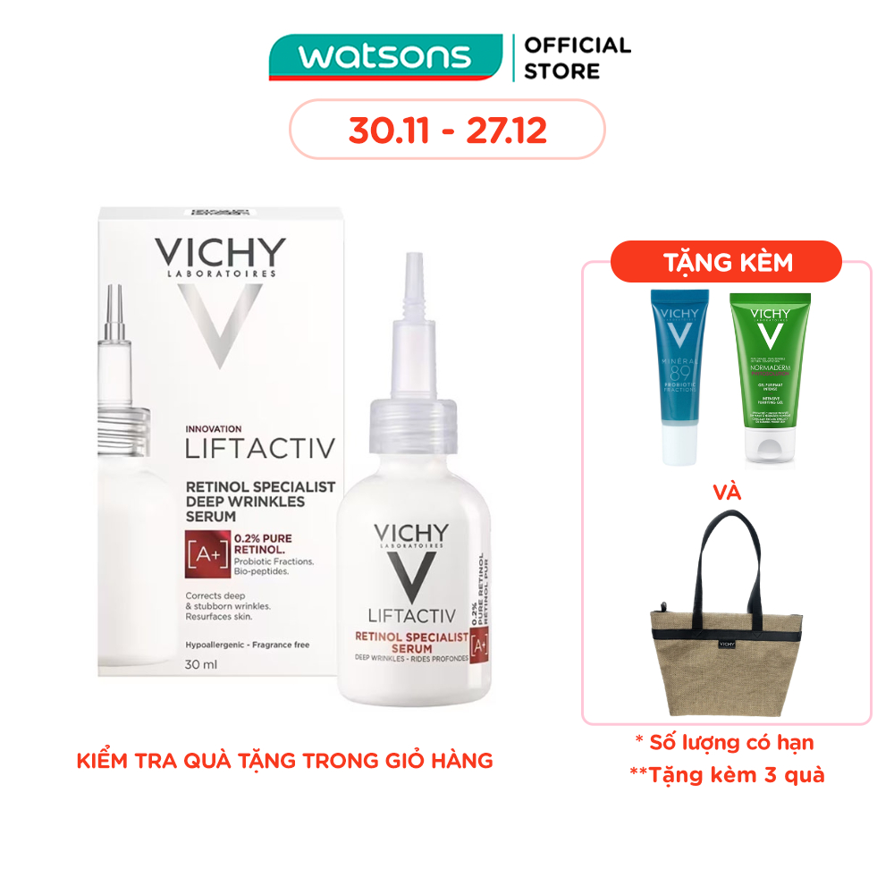 Tinh Chất Vichy Retinol Dưỡng Da, Giúp Giảm Nếp Nhăn Và Giúp Da Trông Trẻ Hơn 30ml
