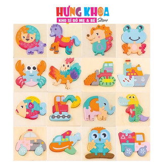 Tranh ghép gỗ 3D cho bé ghép hình - gỗ nổi cao cấp nhiều hình ngộ nghĩnh