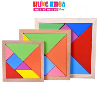 Tangram - Xếp Hình Trí Uẩn Hàng Đẹp Size To 18 x 18 cm - Bộ Ghép Hình Bằng Gỗ Thông Minh Cho Bé