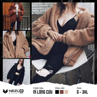 (Sẵn Lạc đà_Ảnh thật) Áo khoác lông cừu 2 lớp siêu dày, len bông xù cổ cao siêu ấm đại hàn