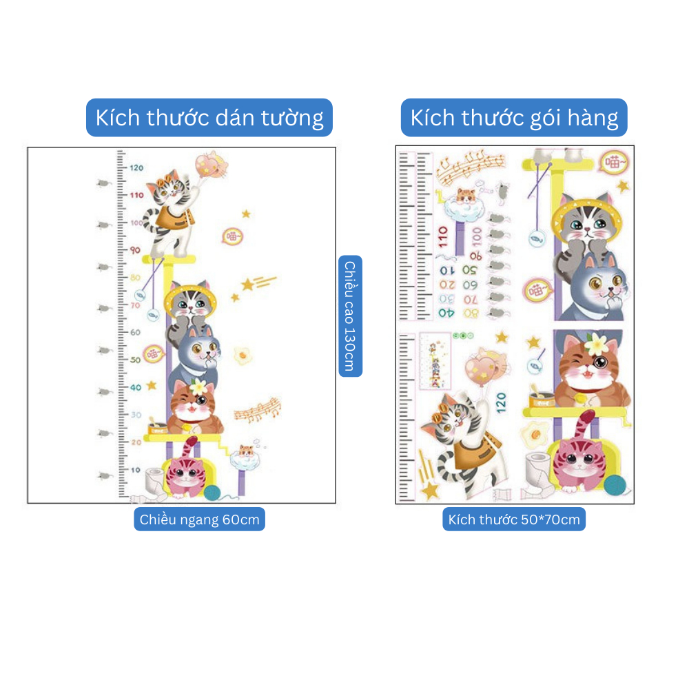 Decal hình dán tường thước đo chiều cao bé trai, bé gái, giúp ba mẹ theo dõi sự phát triển của con cái | MOCHI