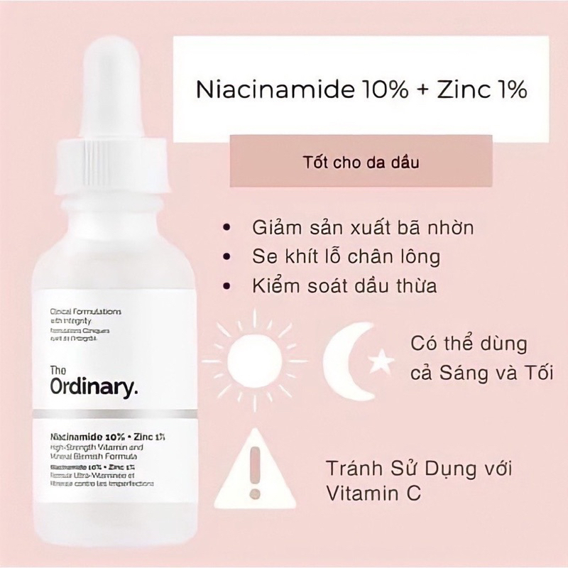 Serum ngừa mụn, sáng da, se khít Niacinamide 10% + Zinc 1% - The Ordinary 30ml - NgocAnhStore