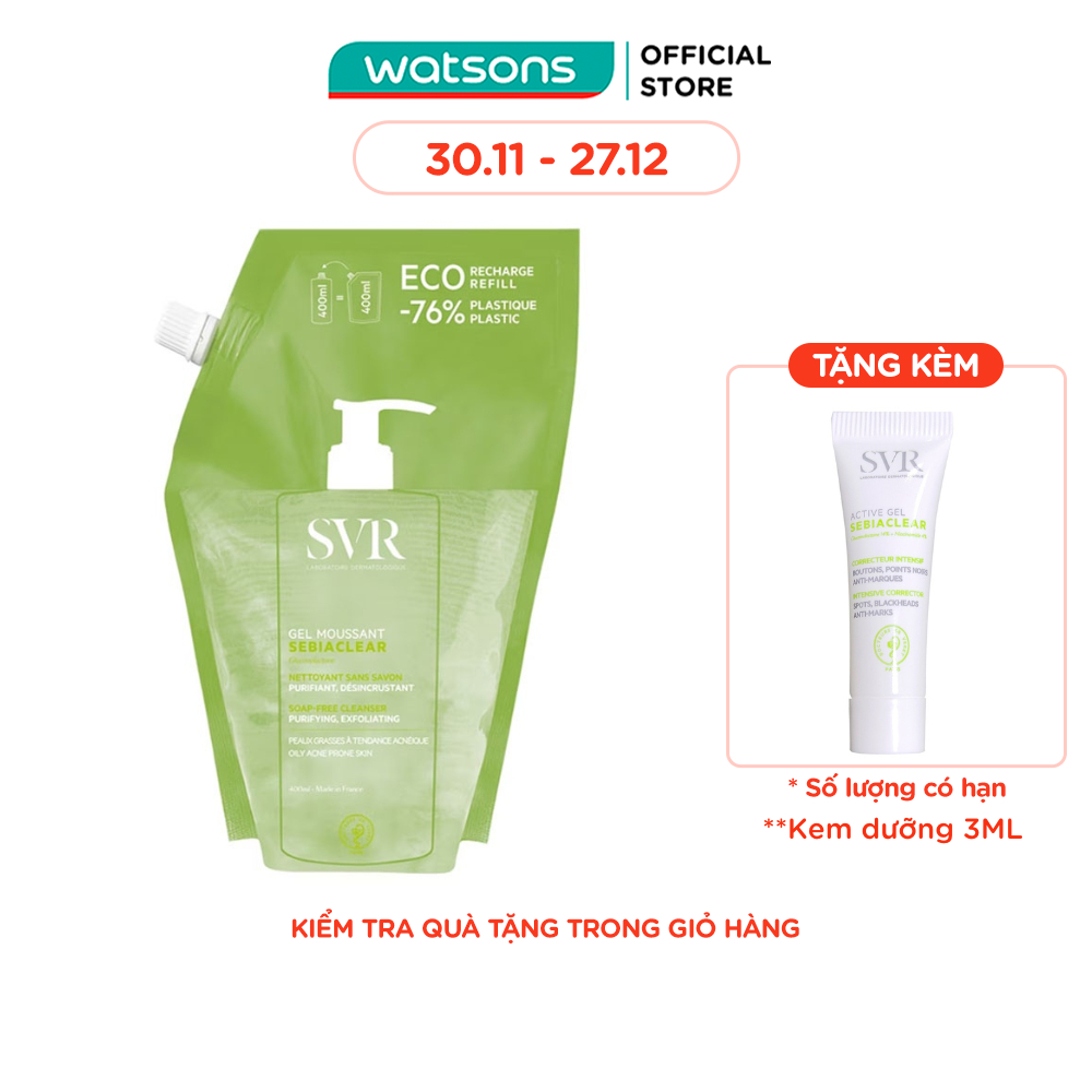 Gel Rửa Mặt SVR Sebiaclear Gel Moussant Dạng Túi Refill 400ml