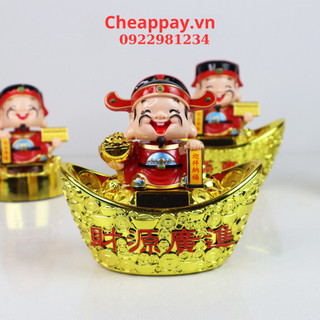 Tượng Ông Thần Tài Vẫy Tay Gật Đầu Mini Năng Lượng Mặt Trời