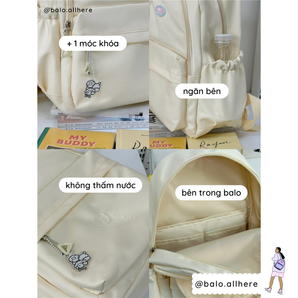 Balo Cặp Sách Đi Học Đơn Giản Dễ Thương