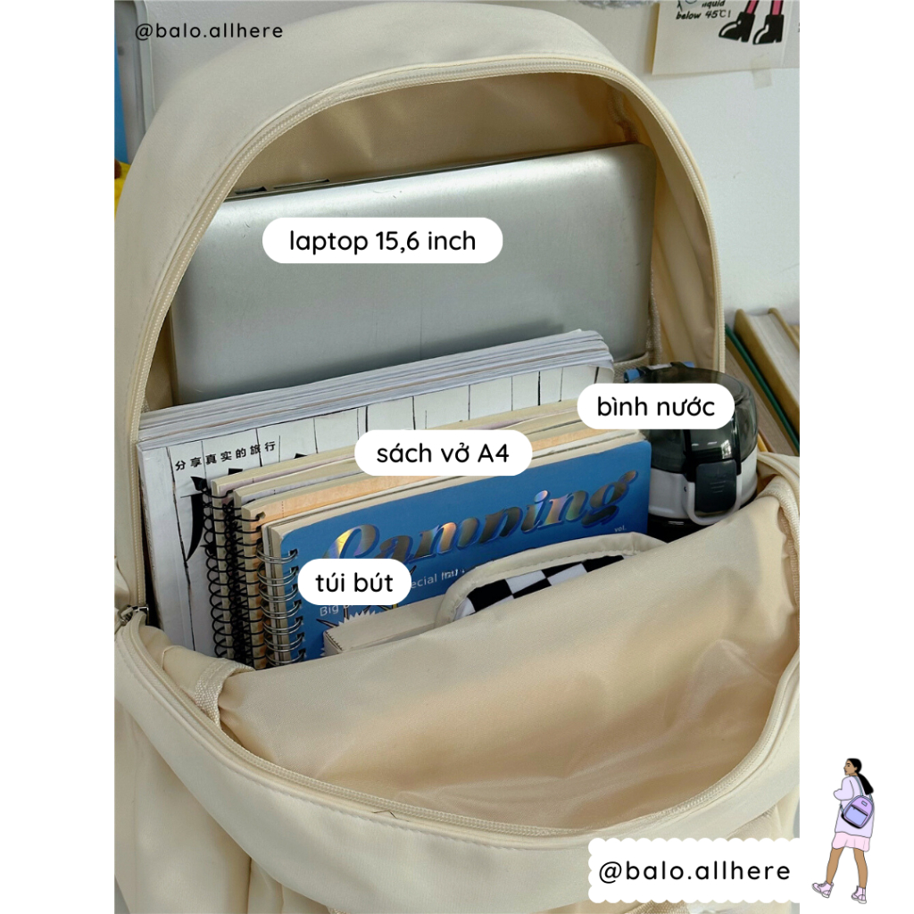 Balo Cặp Sách Đi Học Đơn Giản Dễ Thương