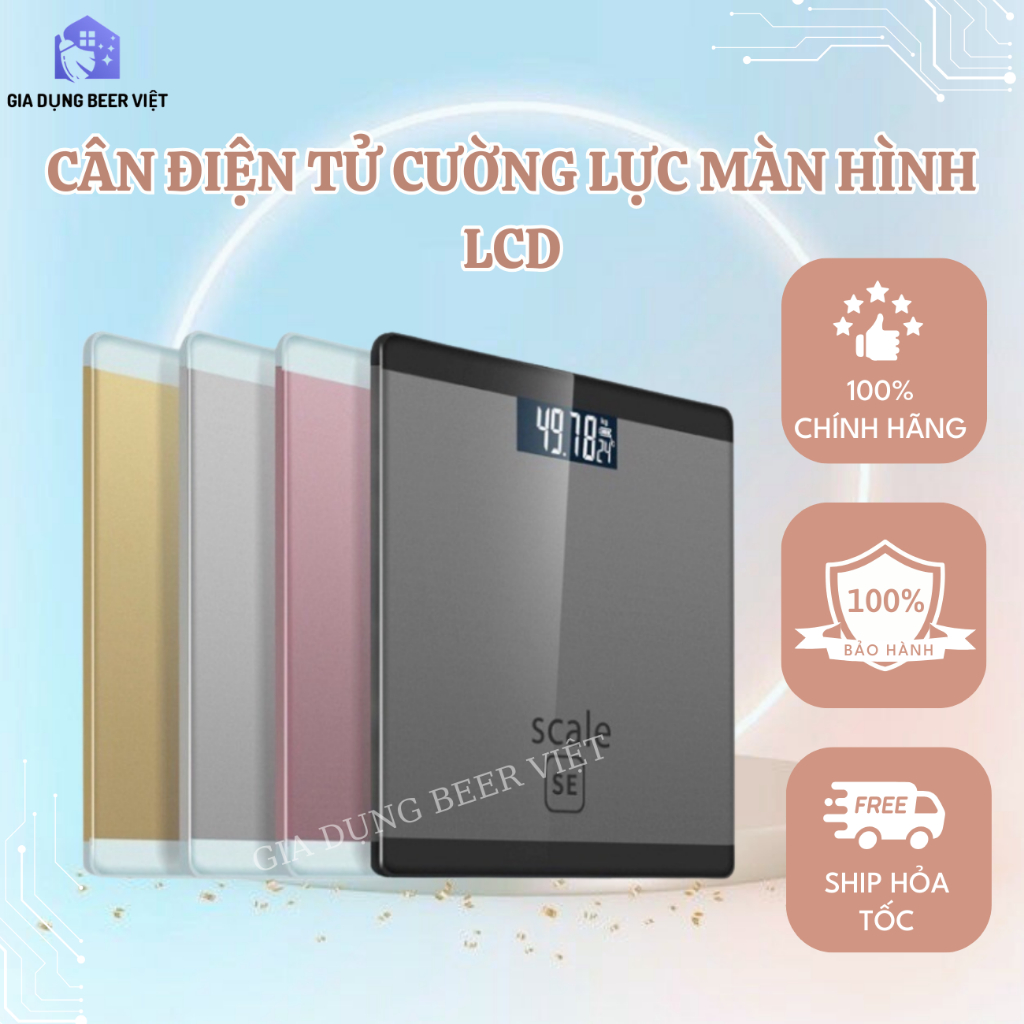 Cân điện tử sức khỏe  EMBER chính hãng iScale SE 150kg màn hình LCD rõ nét kính cường lực cao cấp thiết kế gọn nhẹ