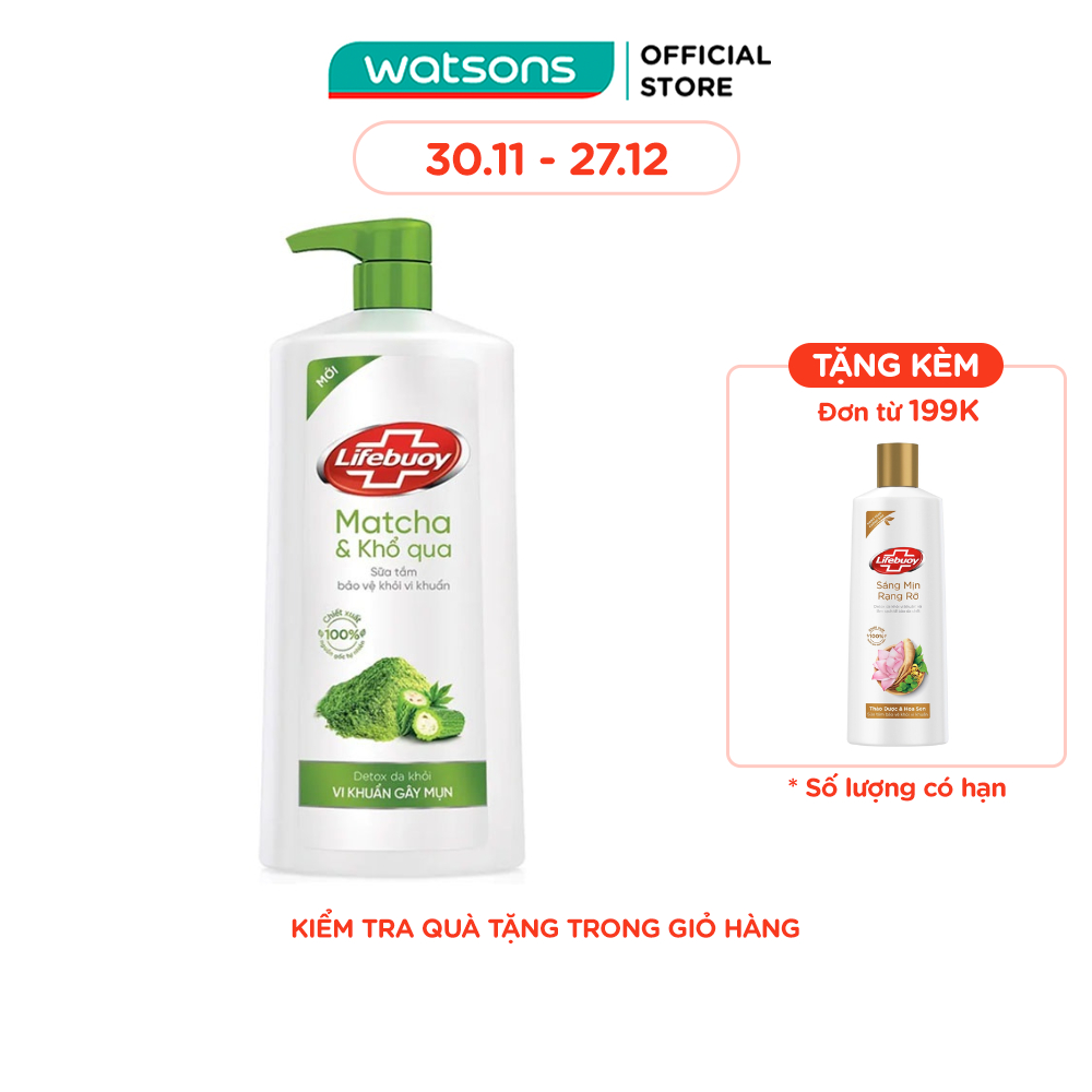Sữa Tắm Lifebuoy Matcha & Khổ Qua Detox Da Khỏi Vi Khuẩn Gây Mụn 800g