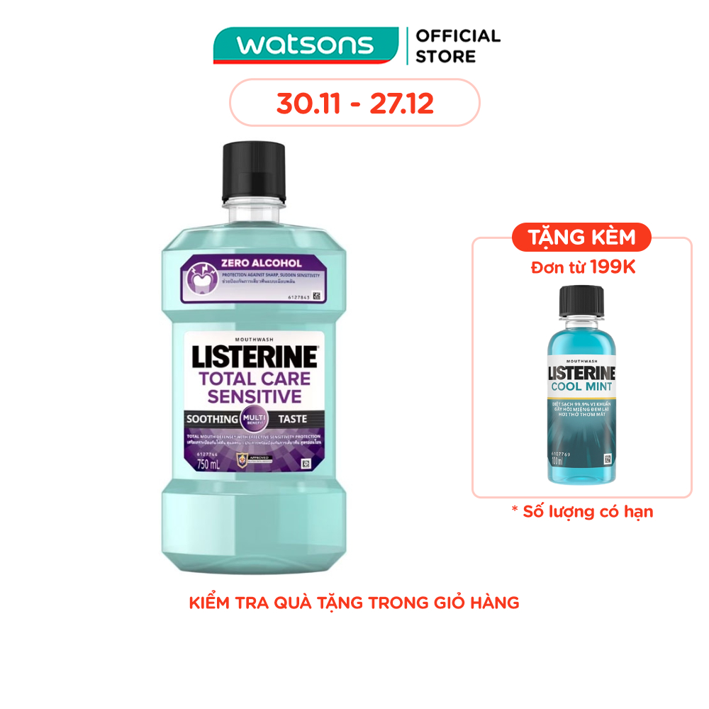 Nước Súc Miệng Cho Răng Nhạy Cảm Listerine Total Care Sensitive 750ml