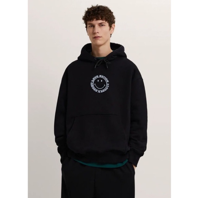 Áo hoodie form oversize Black Smile