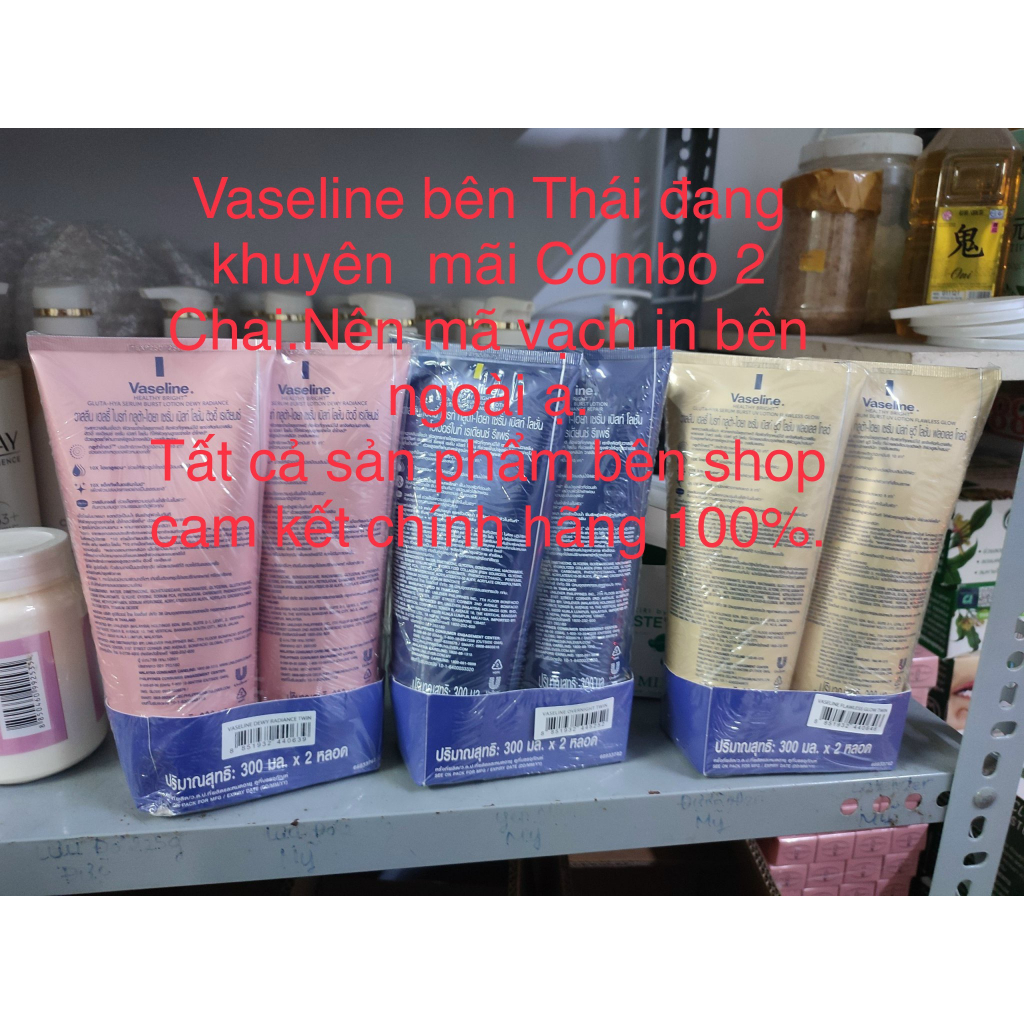 Sữa dưỡng thể trắng da Vaseline Healthy Bright Gluta HYA Serum 10X ban ngày và ban đêm