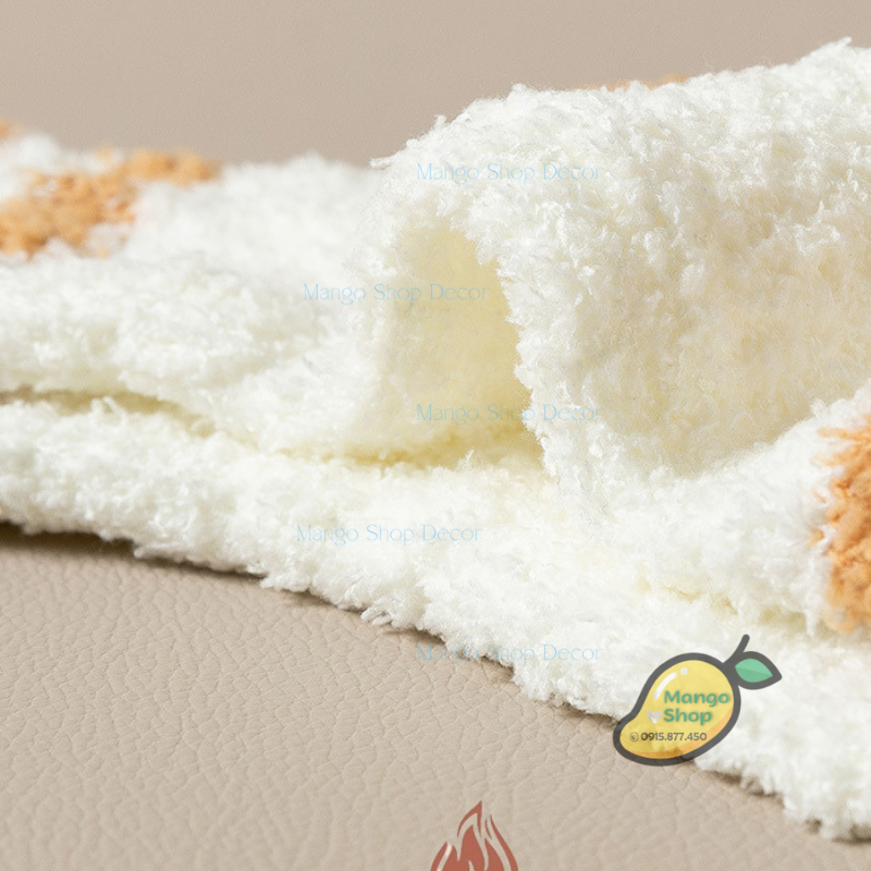 Tất Len Bông Kẻ Sọc Ấm Áp Dành Cho Mùa Đông Lạnh Thoáng Khí