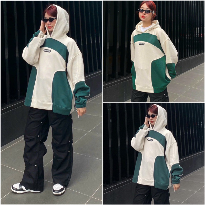 Áo Khoác Hoodie Chui đầu WEWE Vải Nỉ Bông màu ĐEN/XANH 🖤 Nam nữ unisex 🖤 Áo hoodie Form Rộng JAYSTOR