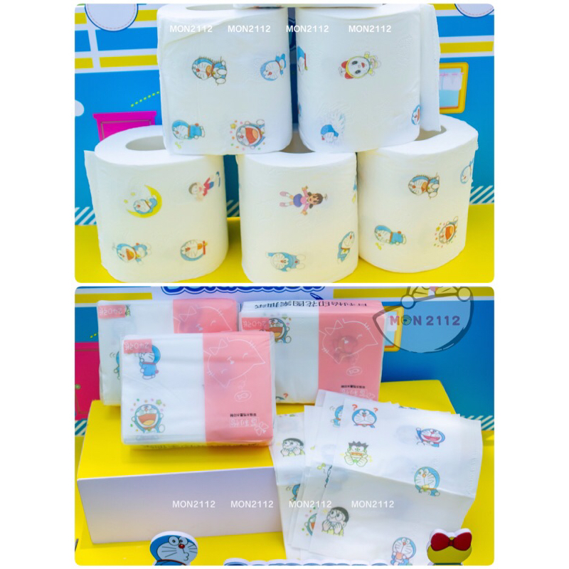 Khăn giấy Doraemon Doremon cuộn và gói 3-4 lớp