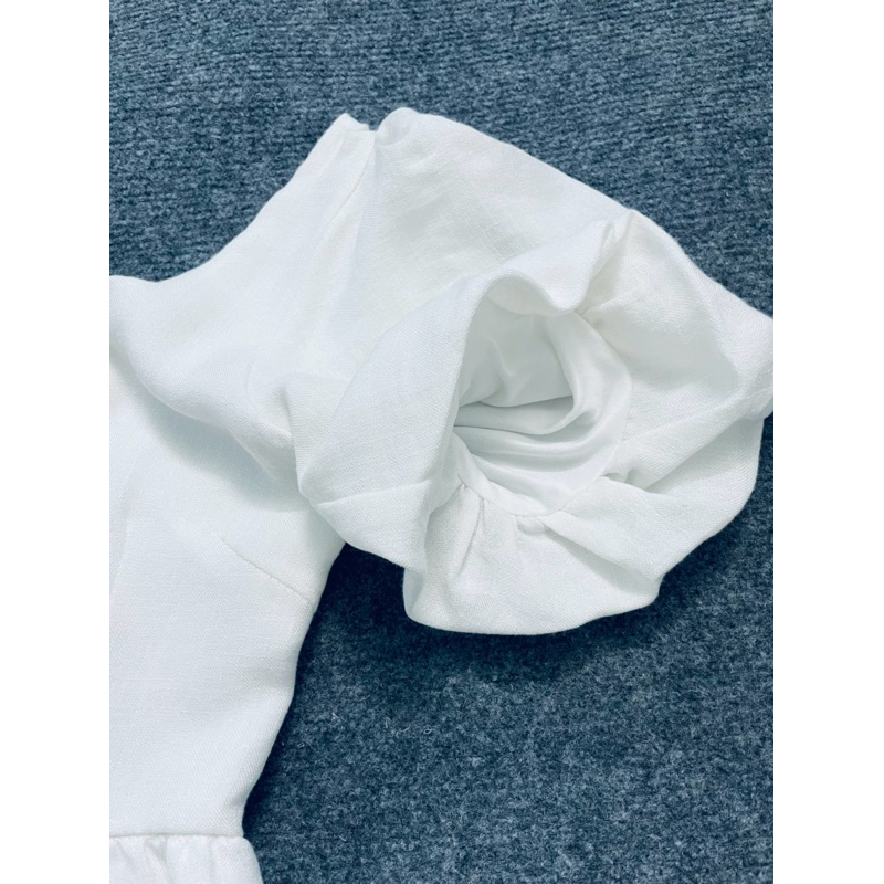 Đầm tiểu thư babydoll lót full váy màu trắng phối tay phồng siêu cute mới 95% - thanh lý pass váy 2hand
