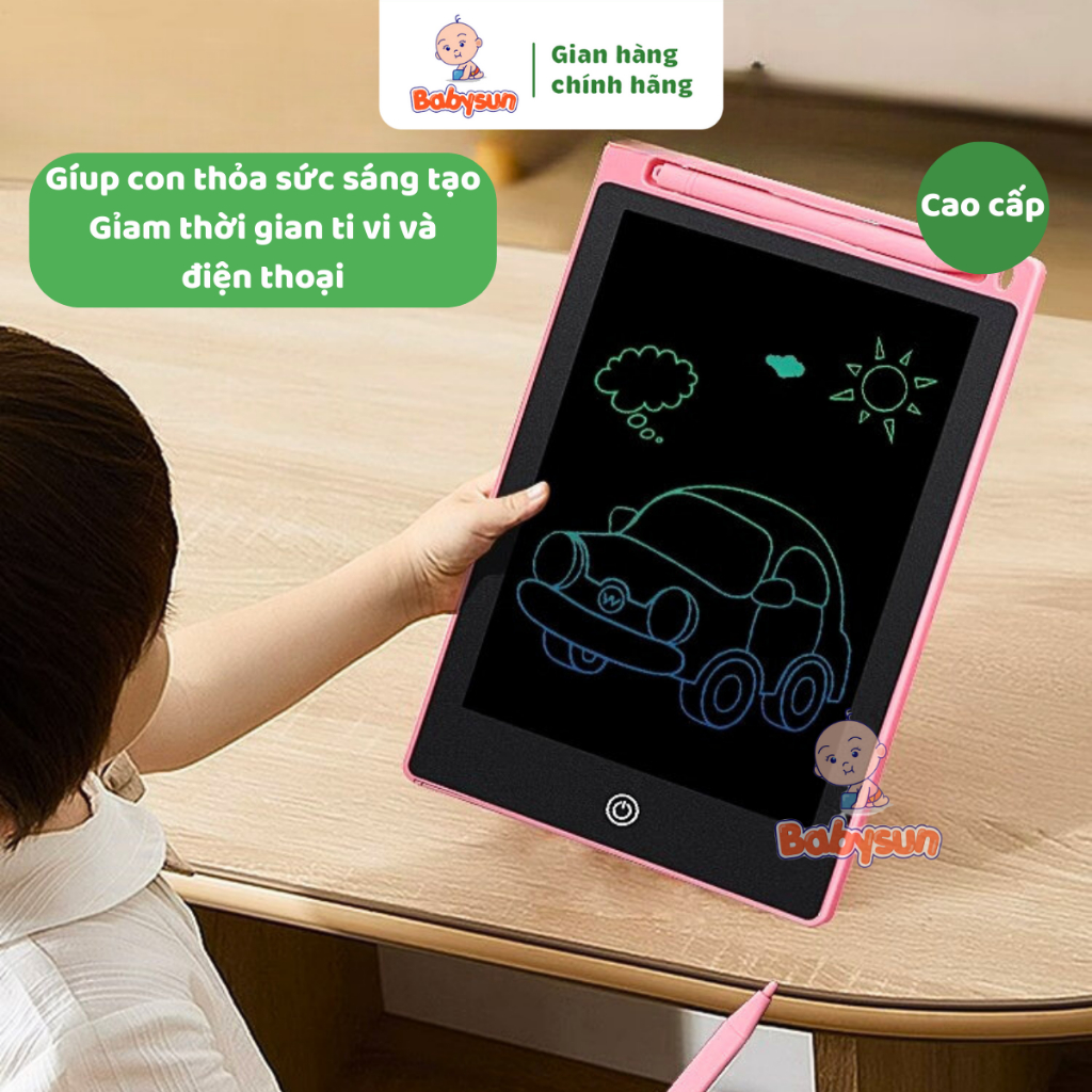 Bảng vẽ điện tử, bảng viết tự xoá LCD thông minh 8.5 inch cho bé, dụng cụ học tập cho trẻ
