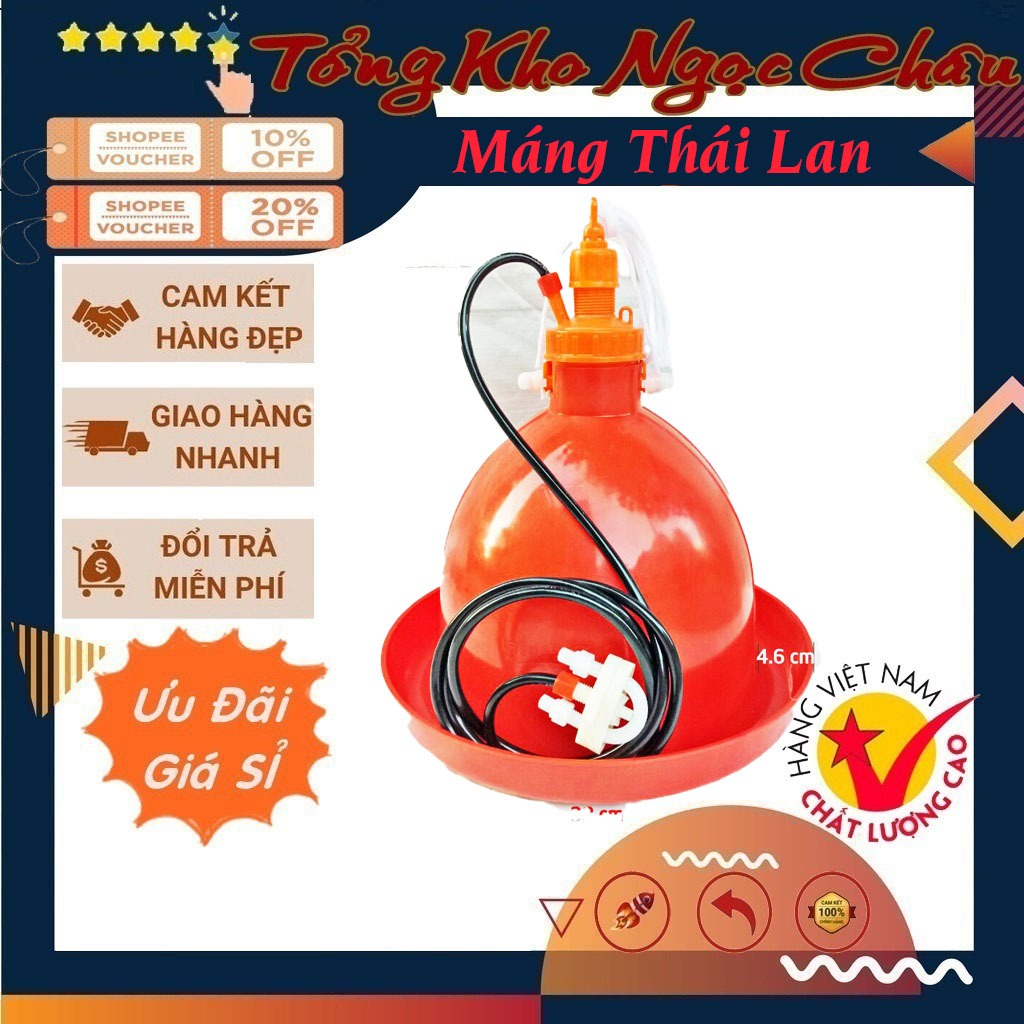 MÁNG NƯỚC THÁI LAN TỰ ĐỘNG CHO GÀ VỊT GIA CẦM DẠNG CHUÔNG LOẠI TO 36CM