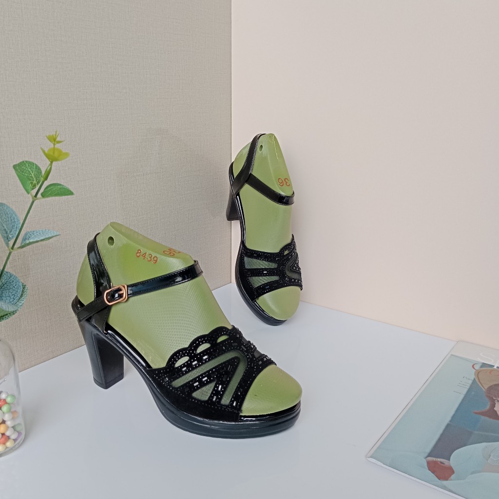 Dép nữ cao gót sandal ĐẸP mẫu quai đính đá gót vuông 3 phân, 5 phân, 7 phân và 8 phân chắc chắn, Thời Trang hè KH-01