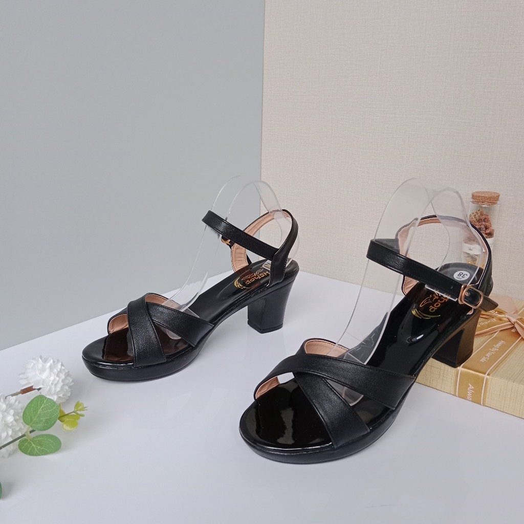 Dép nữ cao gót  ĐẸP mẫu quai chéo gót vuông 3 phân, 5 phân, 7 phân và 8 phân chắc chắn, Thời Trang hè KH-03