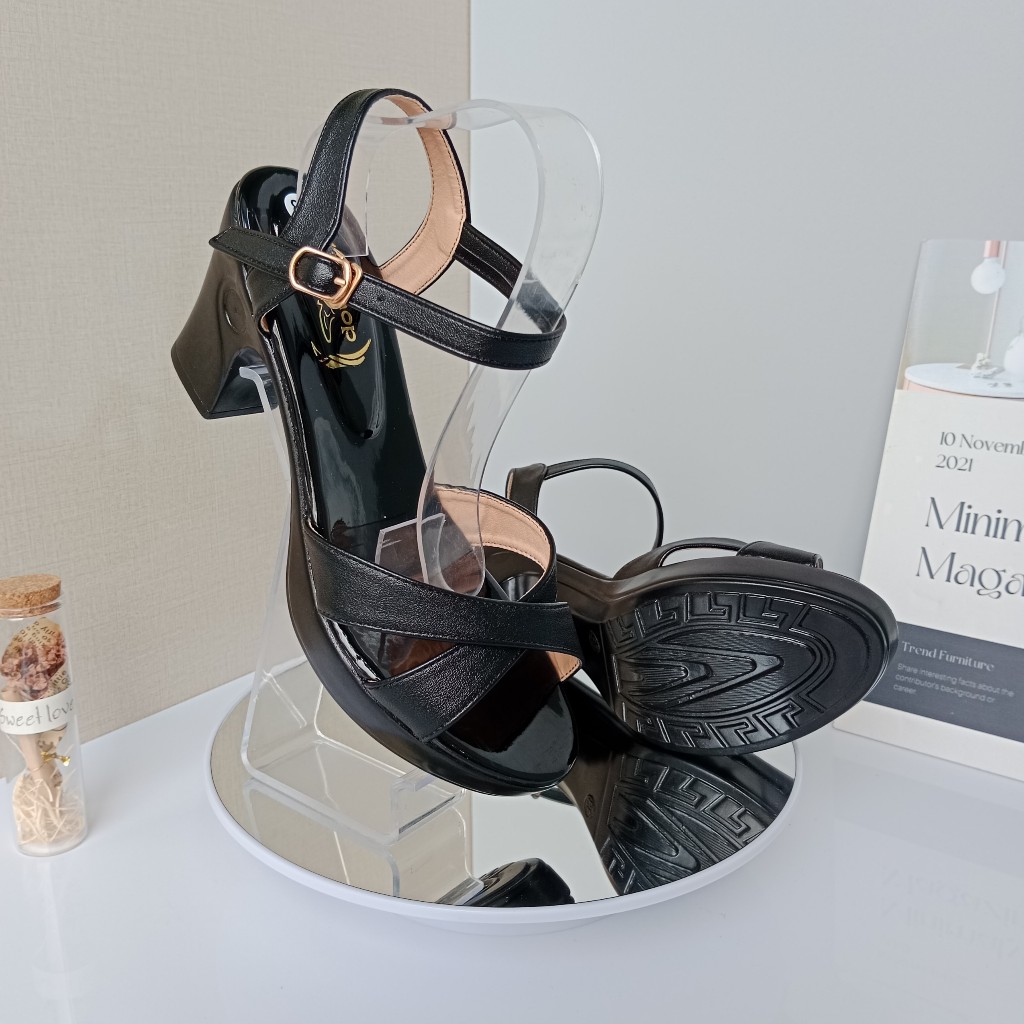 Dép nữ cao gót  ĐẸP mẫu quai chéo gót vuông 3 phân, 5 phân, 7 phân và 8 phân chắc chắn, Thời Trang hè KH-03