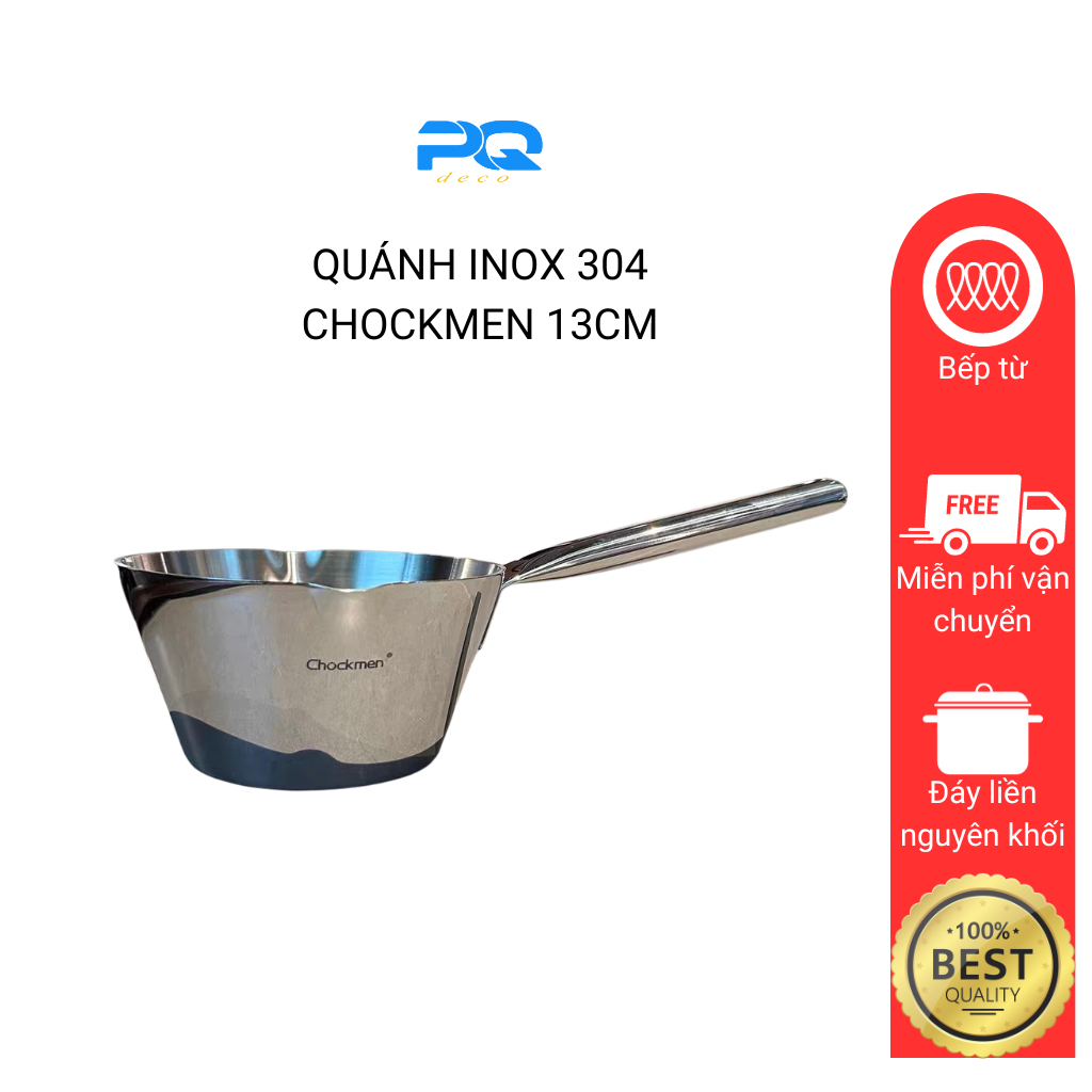 Quánh inox 304 Chockmen 12cm bếp từ nấu bột cháo súp đáy 3 lớp 18/10 CKM27