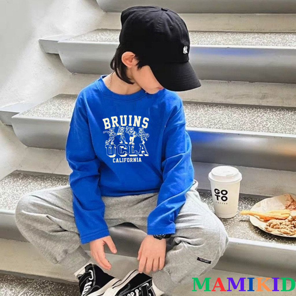 Áo Tay Dài Cho Bé Trai, 10-40KG Áo Phông Cho Bé, Áo Thu Đông Hình Bru California