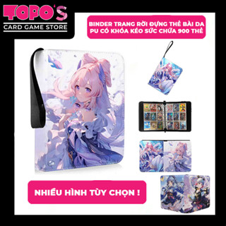   Binder album  01 cuốn sổ thẻ đựng card bằng da PU có khóa kéo nhiều hình cho thẻ Yugioh Pokemon Vanguard. 