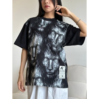 Áo thun 4Art SCARY FACES Cotton 2 chiều 235gsm Hình in lụa Oversized Unisex Màu Đen