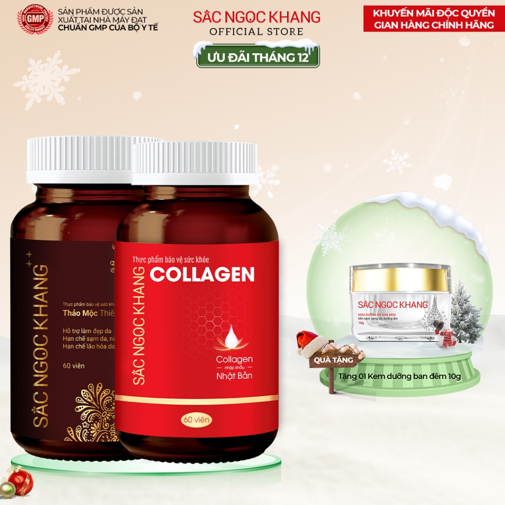 Combo Trẻ Hóa Da Cao Cấp [Viên Uống Sắc Ngọc Khang ++ 60 Viên & Viên Uống Đẹp Da Collagen Dipeptide Sắc Ngọc Khang 60V