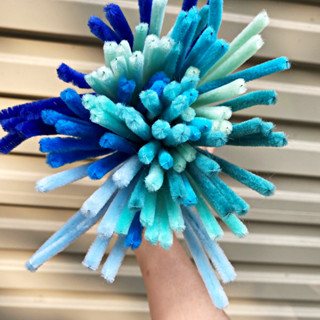 1 Bó Kẽm Nhung Trộn Tông Màu Xanh Dương Làm Hoa Thủ Công