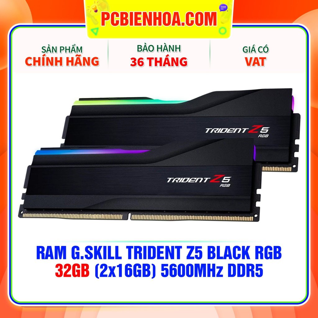 Ram Máy Tính G.SKILL TRIDENT Z5 RGB 32GB (2X16GB) 5600MHZ DDR5 BLACK (F5-5600J4040C16GX2-TZ5RK) MỚI CHÍNH HÃNG 36T