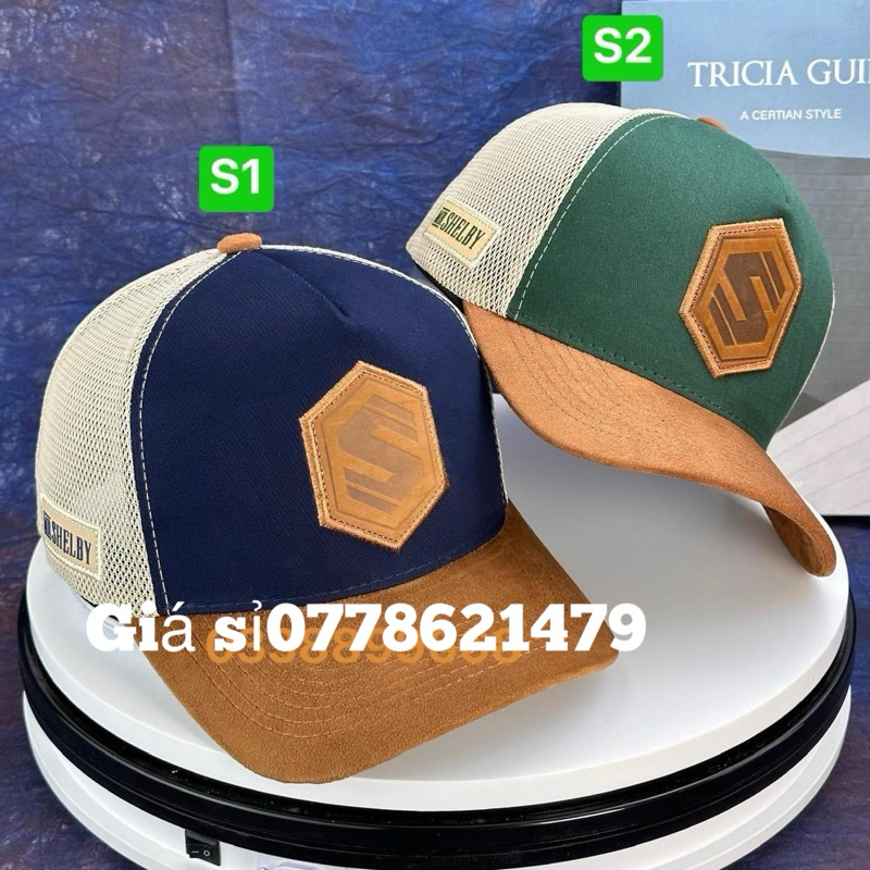 Nón kết lưỡi trai (caps) — mũ kết lưới mỏ nhung da lộn ép nhiệt S phong cách thời trang