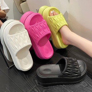 Dép bánh mì đế độn quai bản trơn 5f mủ mềm