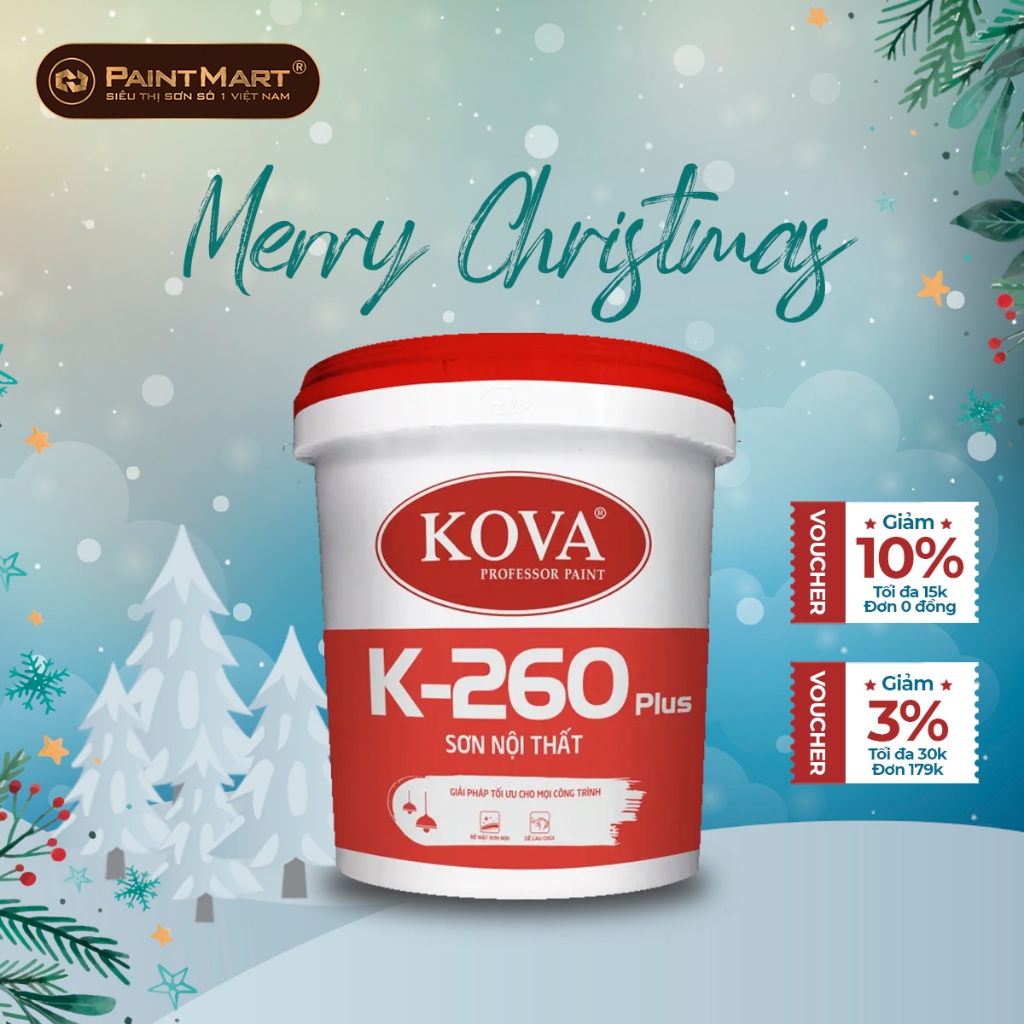Sơn nước nội thất không bóng KOVA K-260 Plus thùng 3.5 lít (Sơn nội thất)