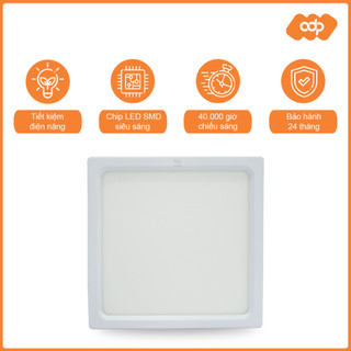 Đèn led ốp trần tlc lighting vuông vỏ trắng công suất 6w, 12w, 18w, 24w, ánh sáng trắng vàng 3 màu